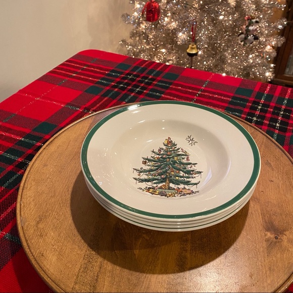 Set 4 Spode Large Shallow Bowls Christmas Tree